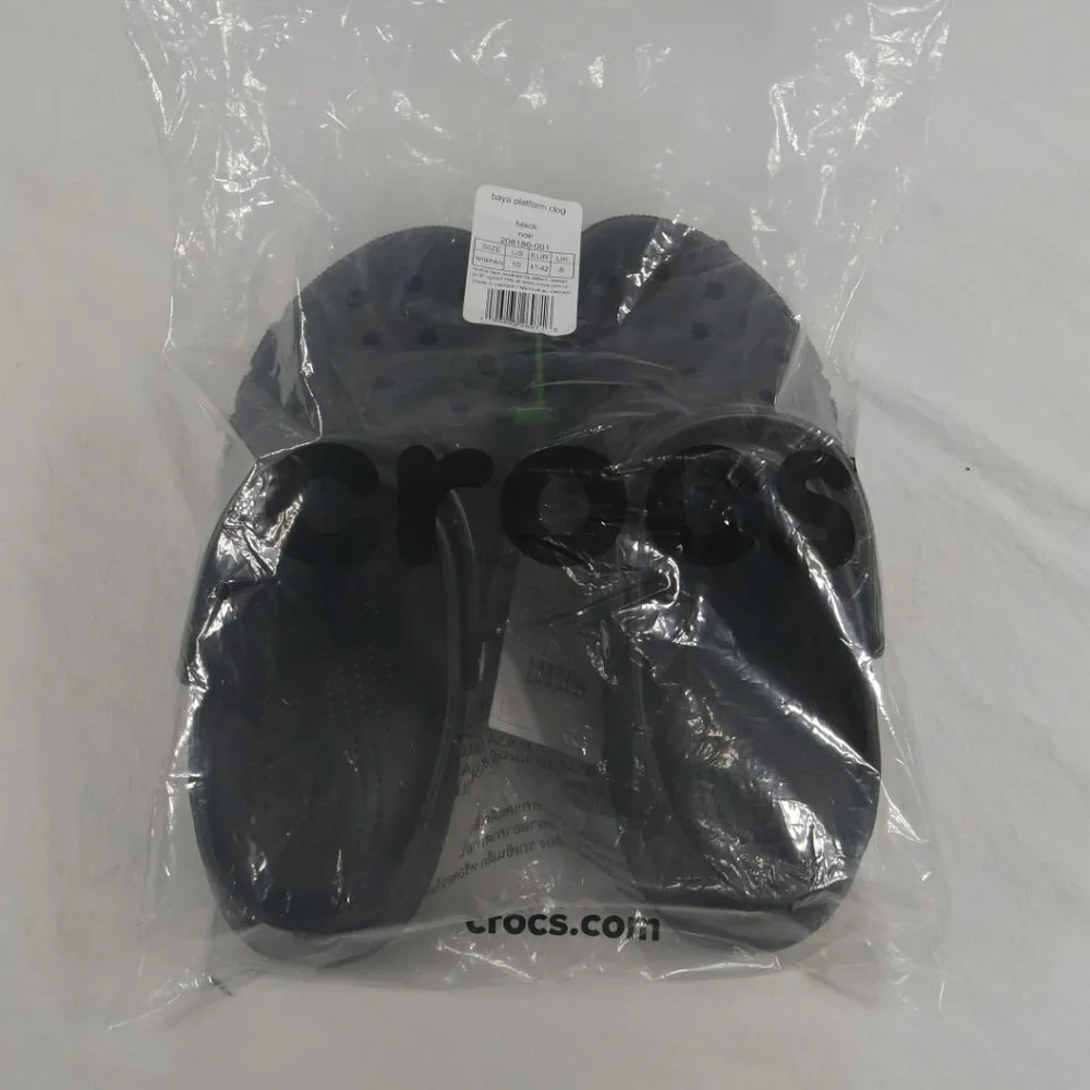 Crocs Baya Platform Clogs Black 1.6-inch Platform Womens Size US 10 EU 41-42 New